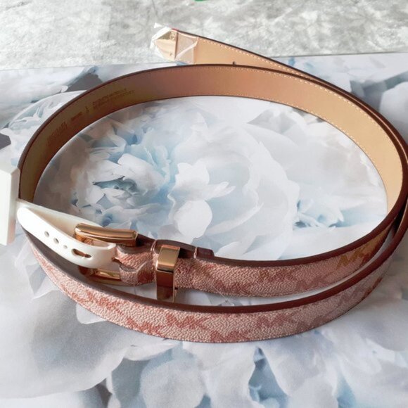 NWT MICHAEL Michael Kors pink monogram belt L - Picture 3 of 6